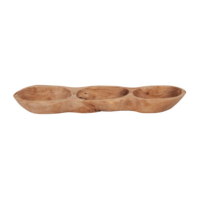 Borreltrio olijfhout – 39x10x4 cm